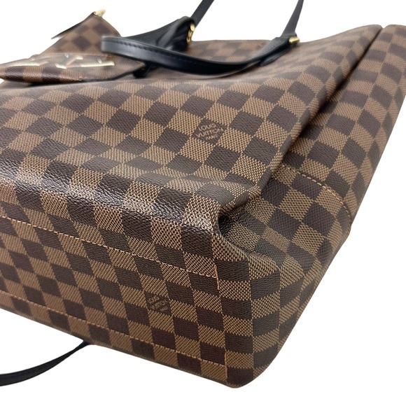 Louis Vuitton Damier Ebene Belmont NV MM Tote Bag N60294 LV + Pouch Brown Black - Picture 3 of 12
